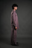 Classic Mauve Linen Blend Pathani Suit with Flared Pants