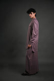 Classic Mauve Linen Blend Pathani Suit with Flared Pants