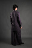 Classic Purple Linen Blend Pathani Suit with Flared Pants