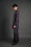 Classic Purple Linen Blend Pathani Suit with Flared Pants