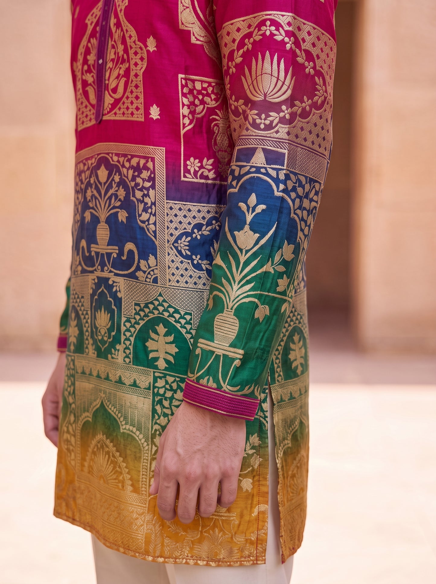 Multicolour Position Print Kurta Set