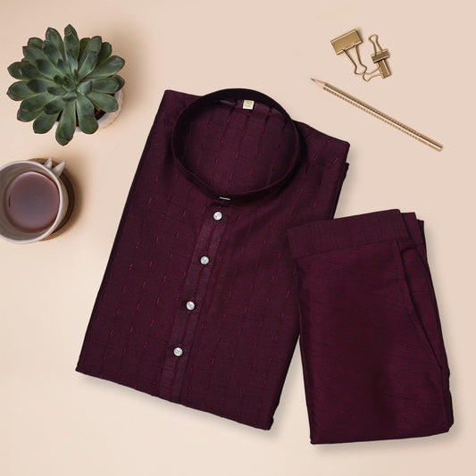 Silk Dobby Kurta Set with Matching Pants