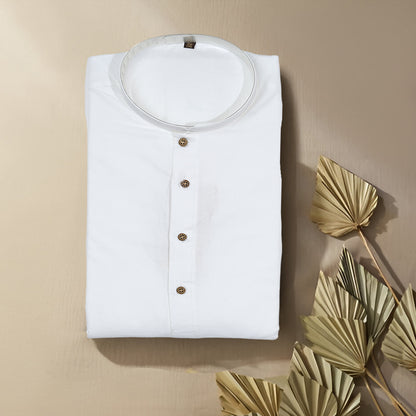 Basic Cotton Blend Kurta Set with Straight Pant