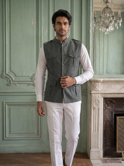 Elite Stretch Knit Bandi Jacket with Shoulder Loops and Patch Pockets
