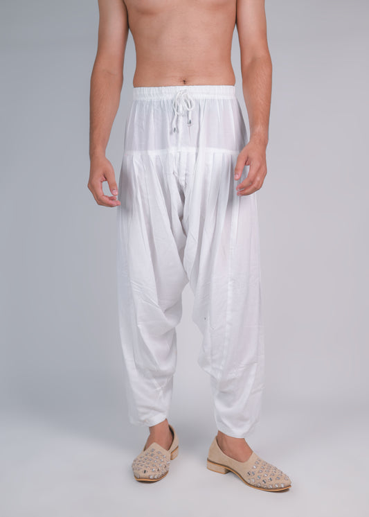 White Rayon Cotton Patiala Pyjama