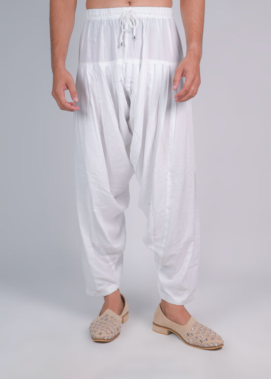White Rayon Cotton Patiala Pyjama