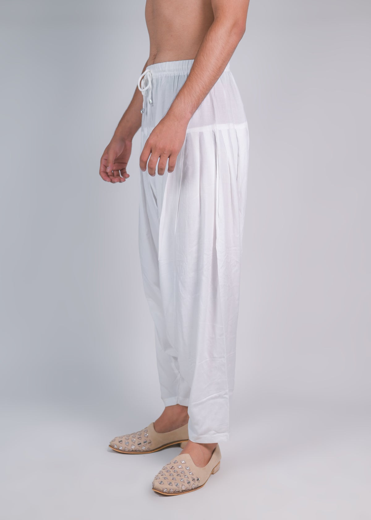 White Rayon Cotton Patiala Pyjama