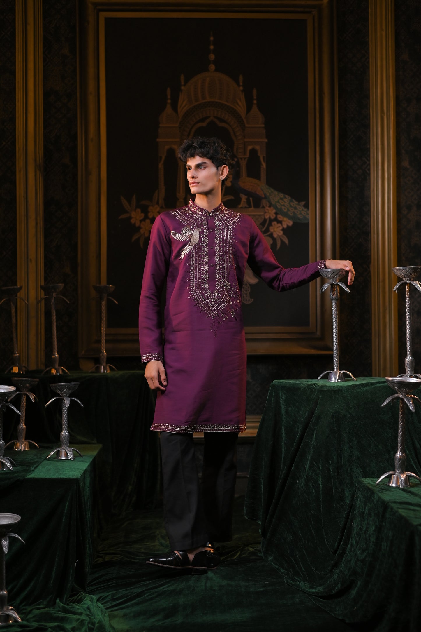 Purple Zari Embroidery Kurta Set