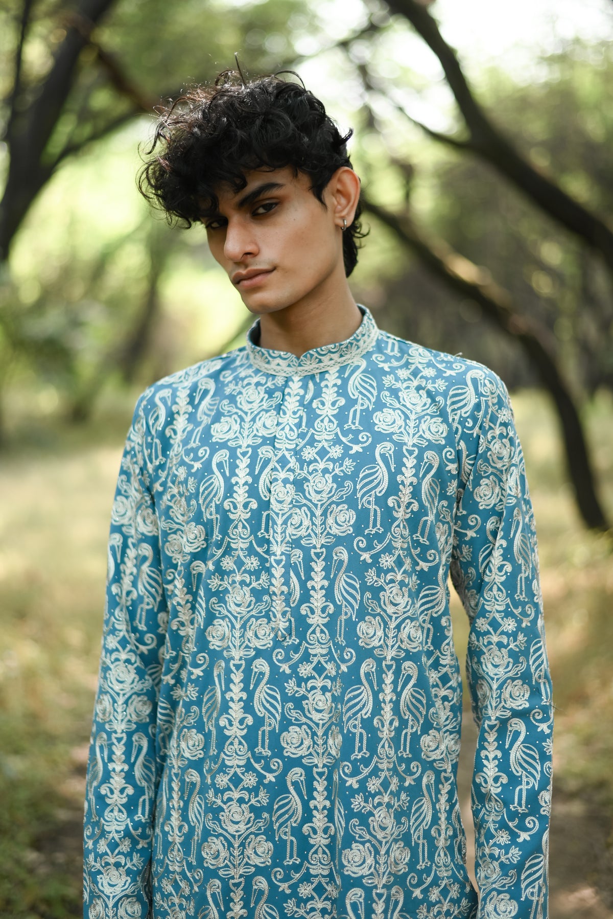 Blue Crepe Festive Kurta Set