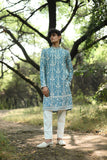 Blue Crepe Festive Kurta Set