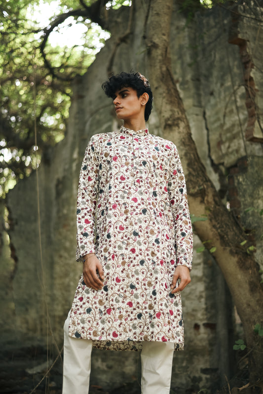 Off White Silk Kurta Set
