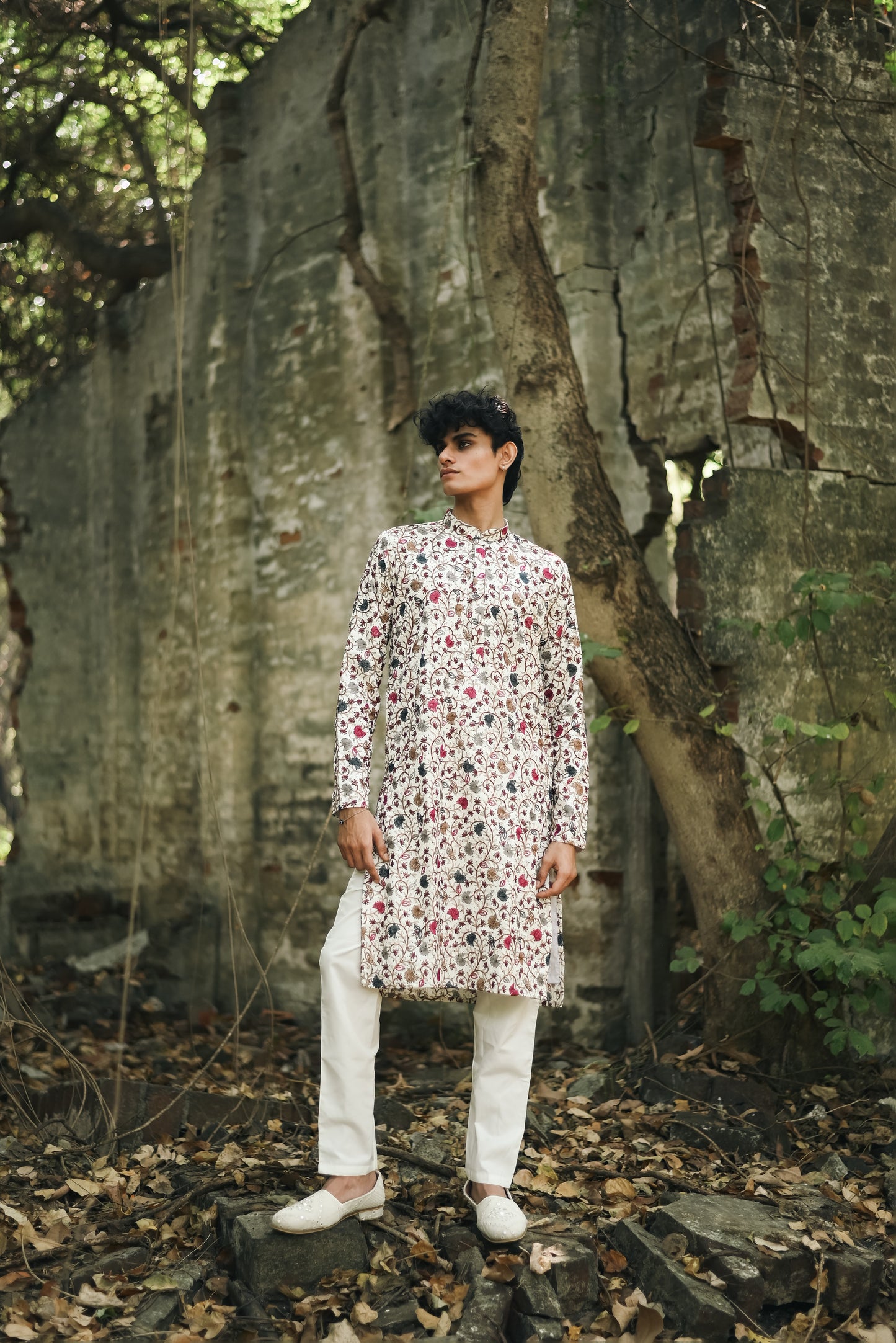 Off White Silk Kurta Set