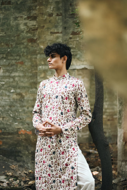 Off White Silk Kurta Set