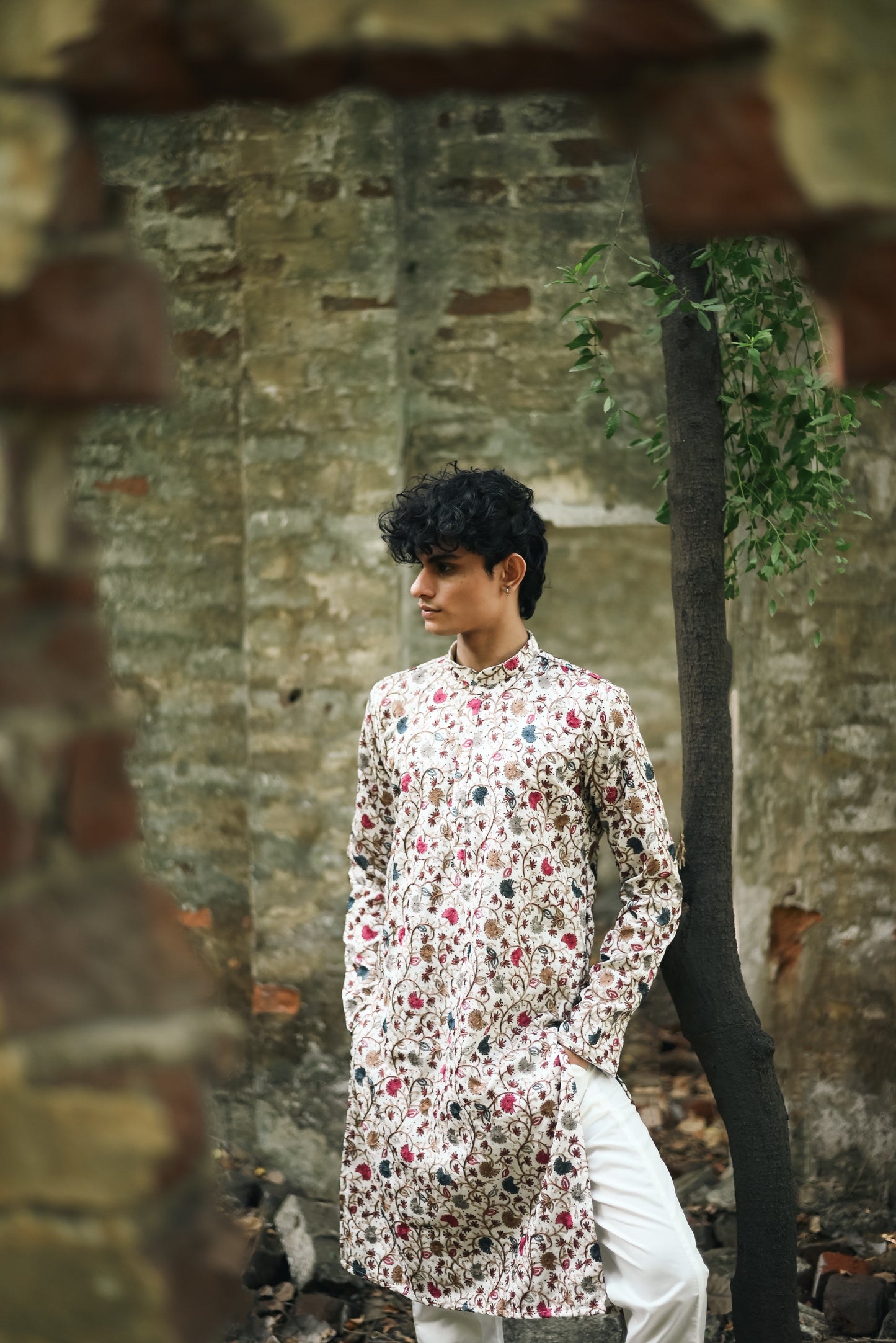 Off White Silk Kurta Set