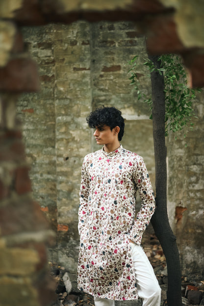 Off White Silk Kurta Set