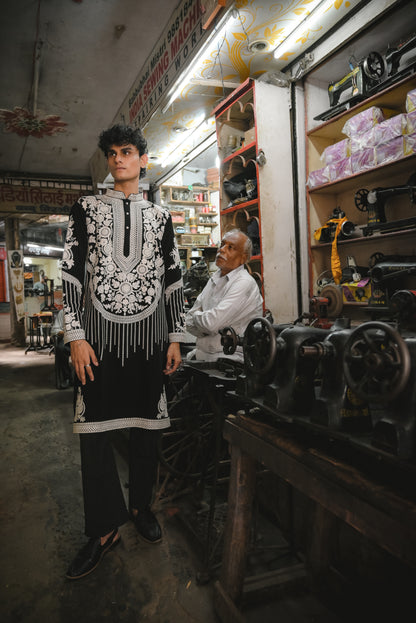 Black Embroidery Kurta Set