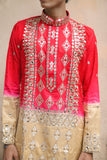 Pink and Beige Silk Kurta Set