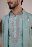 Light Blue Silk With Silver Zari And Sequins Embroidery