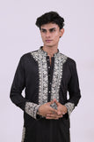 Black Fendi With White Thread Work Embroidery Kurta