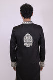 Black Fendi With White Thread Work Embroidery Kurta