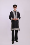 Black Fendi With White Thread Work Embroidery Kurta