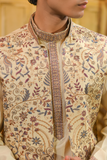 Embroidery Light Creame Kurta Set With Jacket