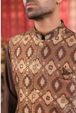 Festive Brown Kurta Set With Jacket