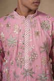 Pink	Georgette Floral Embroidery Kurta  Set