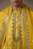 Yellow Pure Tussar Silk Kurta Set With Dupatta