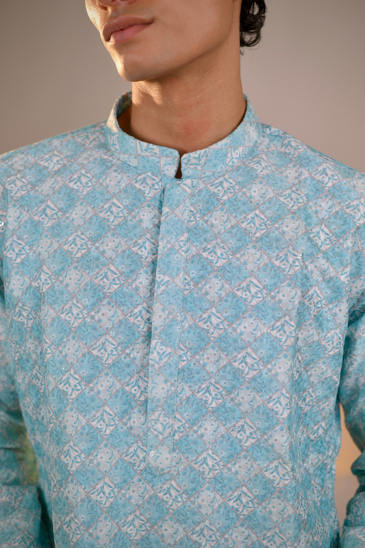 Blue Silk Kurta Set