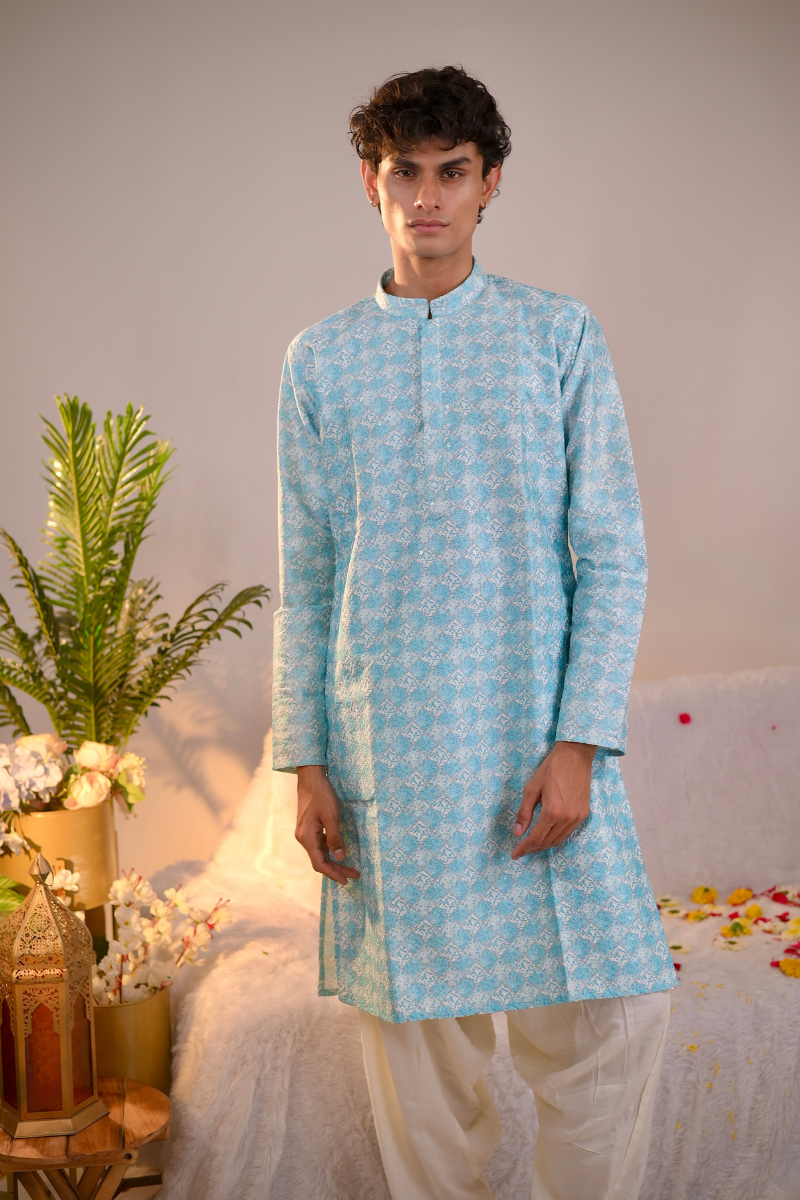 Blue Silk Kurta Set