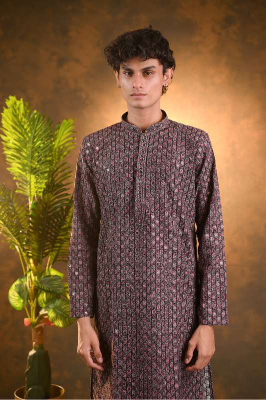 Black Rayon Kurta Set