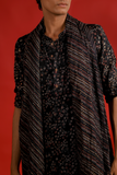 Black Digital Print Kurta With Sequin Work Dupatta