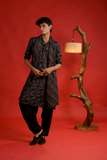 Black Digital Print Kurta With Sequin Work Dupatta