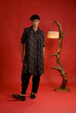 Black Digital Print Kurta With Sequin Work Dupatta