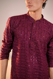 Maroon Rayon Kurta Set