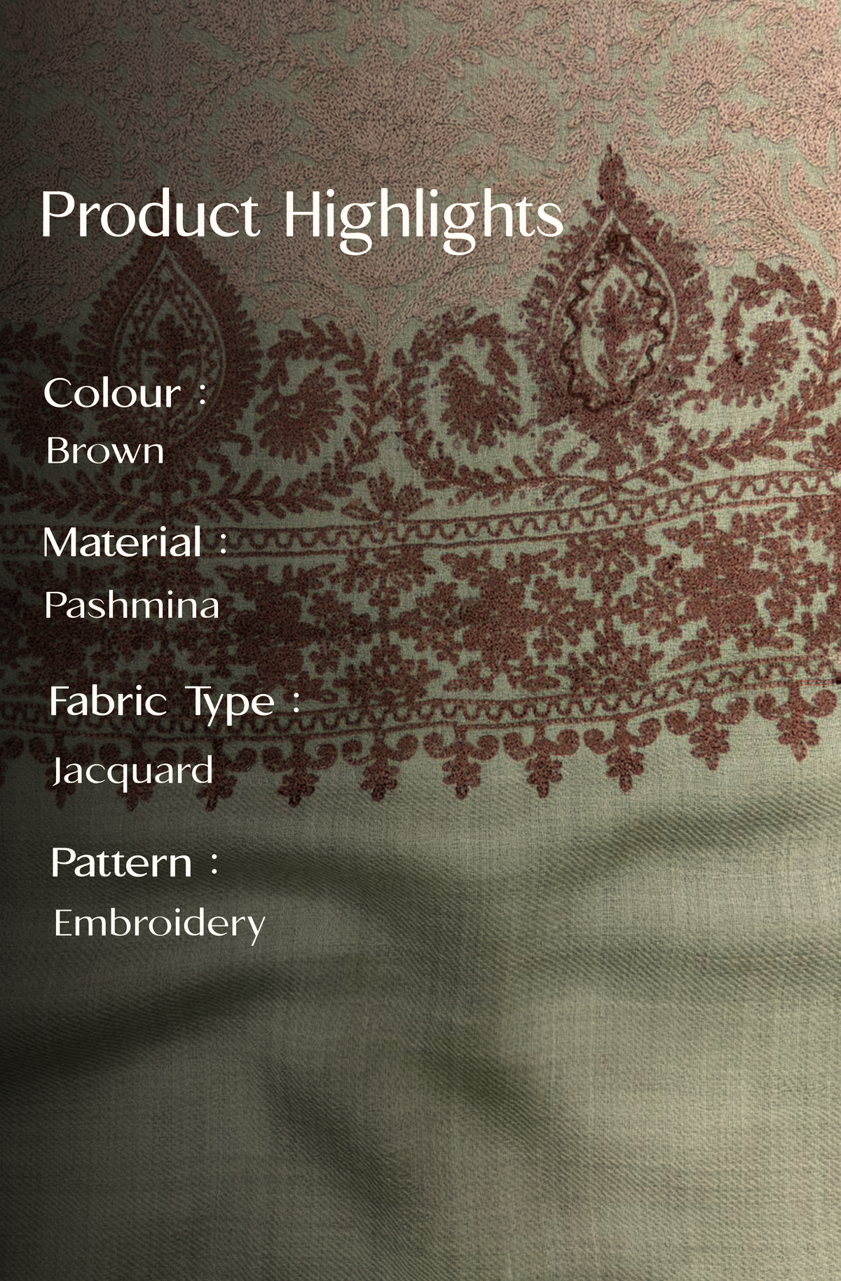 Cream Pashmina Jacquard Dupatta with Embroidery