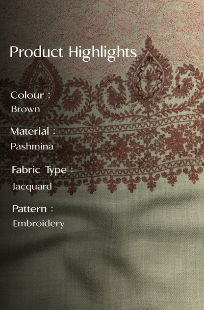 Cream Pashmina Jacquard Dupatta with Embroidery
