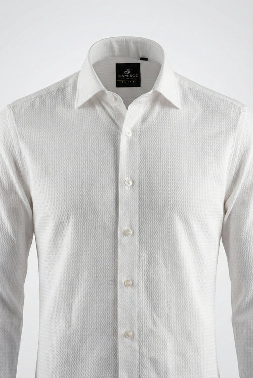 Men’s Premium White Dobby Texture Slim Fit Shirt