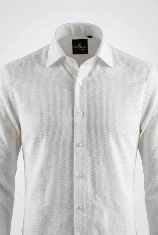 Men’s Premium White Dobby Texture Slim Fit Shirt