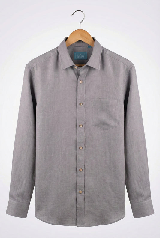 Men’s Charcoal Grey Linen Blend Slim Fit Shirt