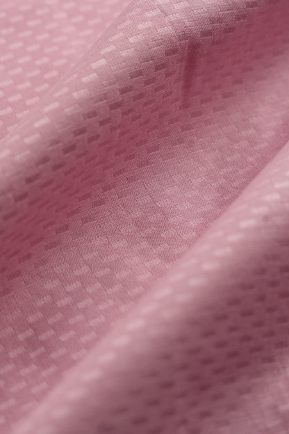 Men’s Pink Dobby Textured Satin Slim Fit Shirt