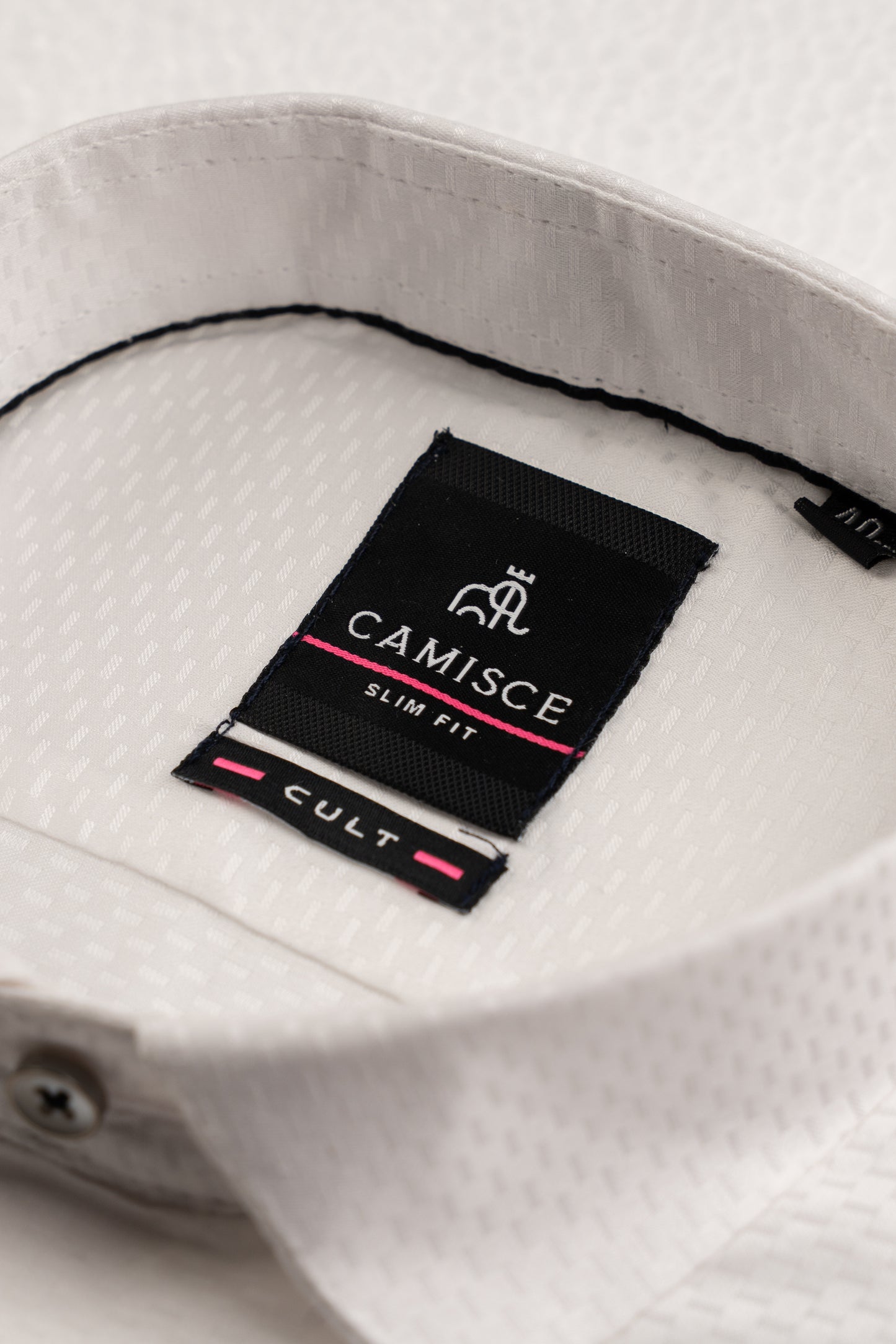 Men’s White Dobby Textured Satin Slim Fit Shirt