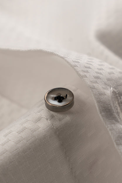 Men’s White Dobby Textured Satin Slim Fit Shirt