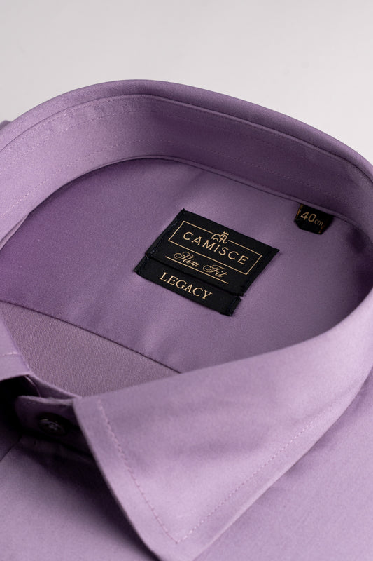 Men’s Lavender Lycra Satin Slim Fit Shirt