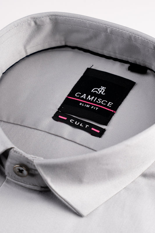 Men’s Grey Lycra Satin Slim Fit Shirt