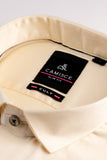 Men’s Cream Lycra Satin Slim Fit Shirt