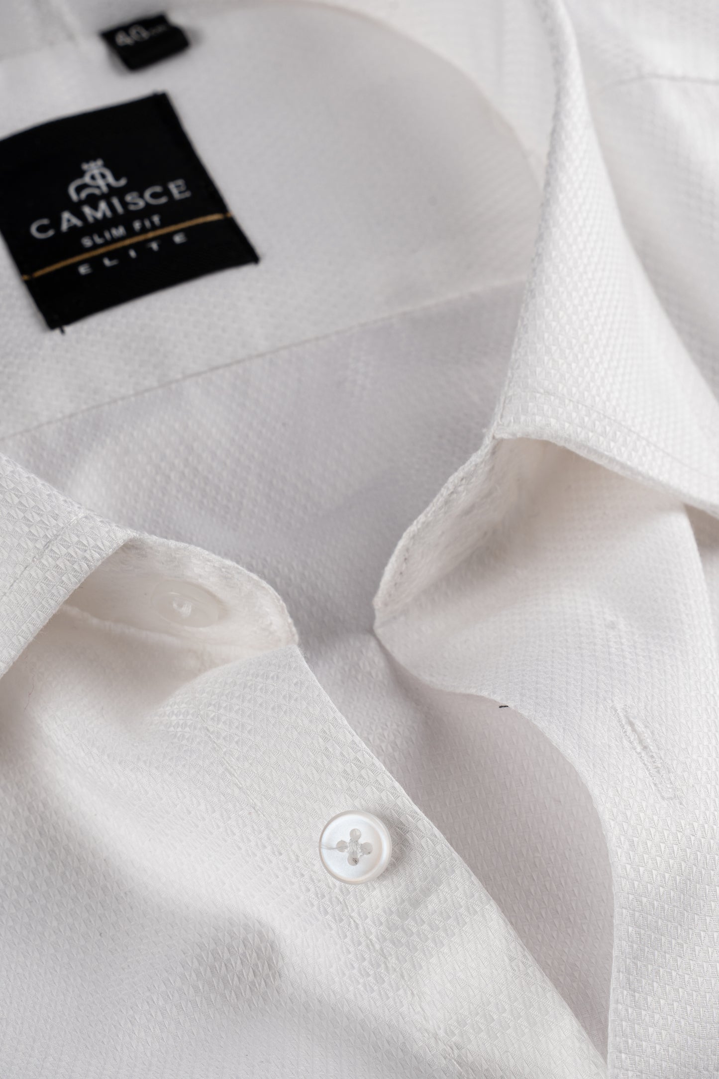 Men’s White Dobby Textured Cotton Blend Shirt