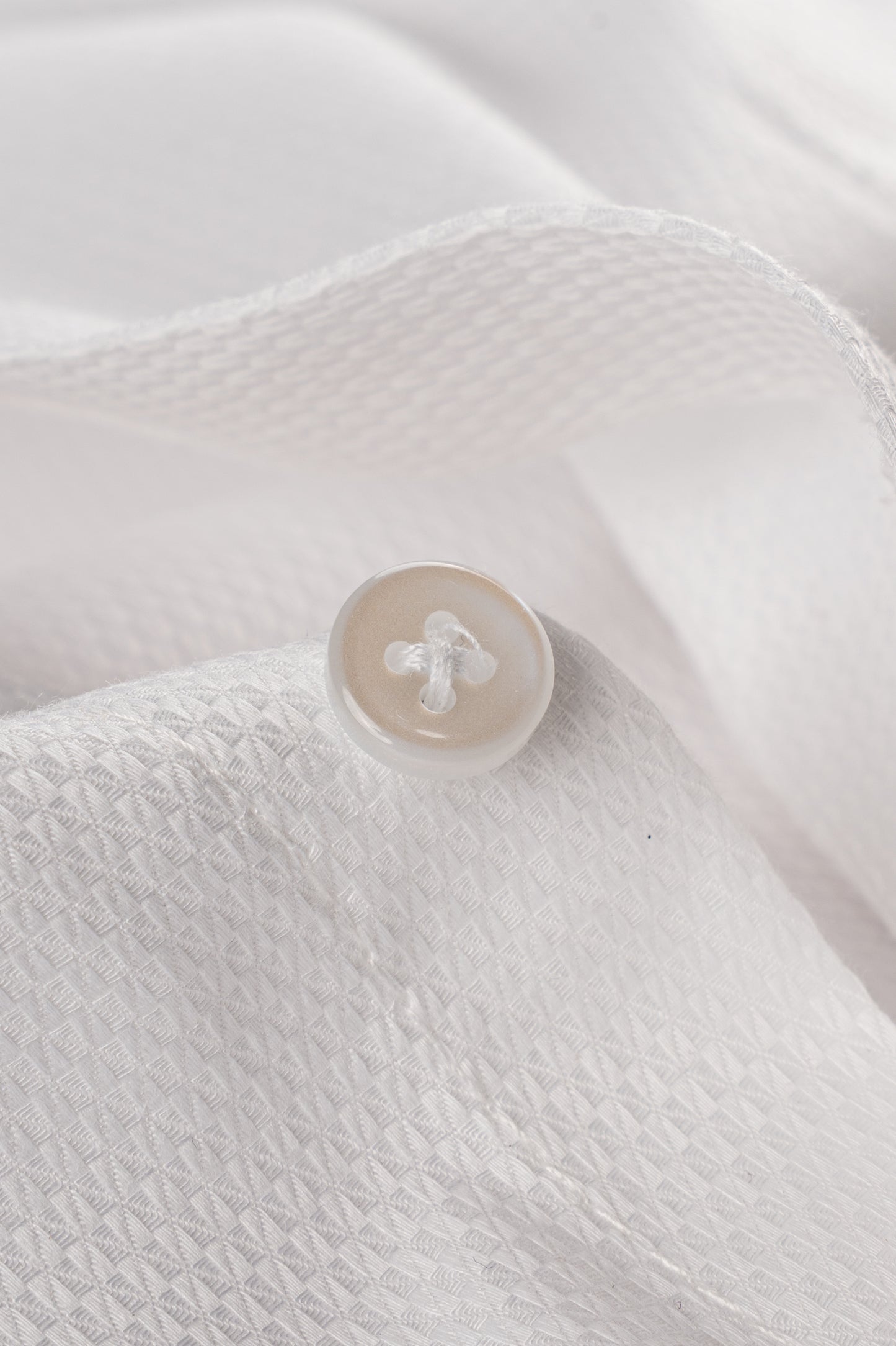 Men’s White Dobby Textured Cotton Blend Shirt