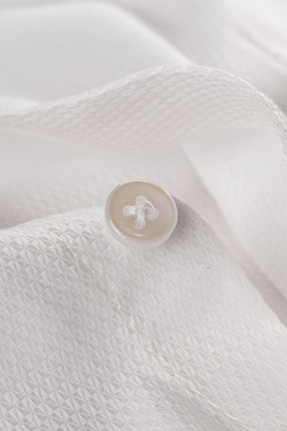 Men’s White Dobby Textured Cotton Blend Shirt